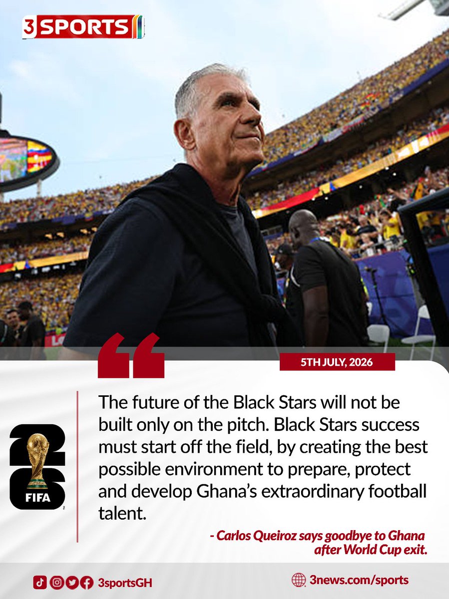 OtiAdjei's tweet photo. 🇬🇭 Carlos Queiroz believes the Black Stars' future success will be shaped more by what happens off the pitch than on it. https://t.co/gRy5hbryYi
