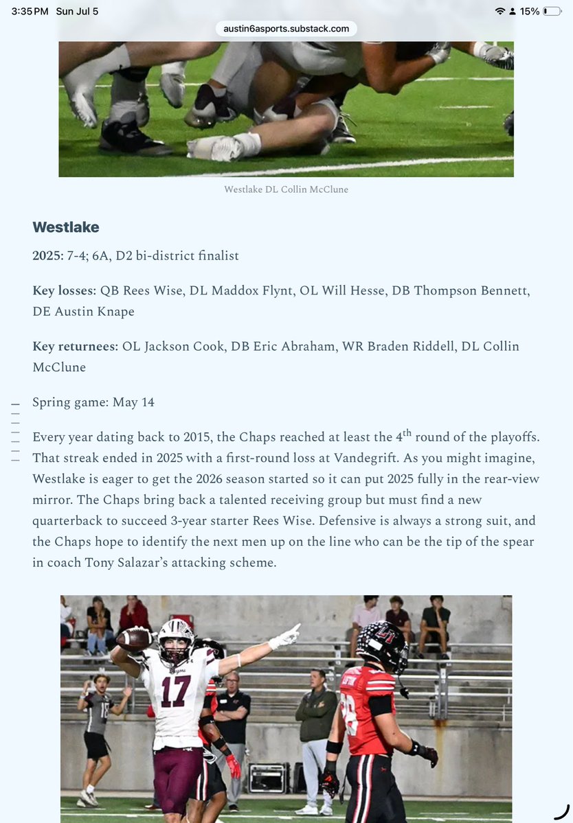 CollinMcclune's tweet photo. 🇺🇸Great weekend with the family🇺🇸

🏈8 Fridays to the opener🏈.  Thanks for the shoutout @jayplot 

@Westlake_Nation @CoachRosch @CoachTSalazar 

https://t.co/vTIe1SmcMu https://t.co/BVZcaoY02s