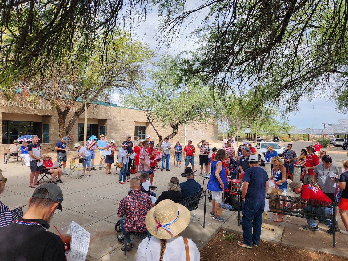 TPAFaithPima's tweet photo. Thank you to everyone who showed up to celebrate Independence day with us! What a wonderful group of patriots 🇺🇸🦅🧨🇺🇸 God Bless America, a Republic if we can keep it! https://t.co/gTYM9k7u4j