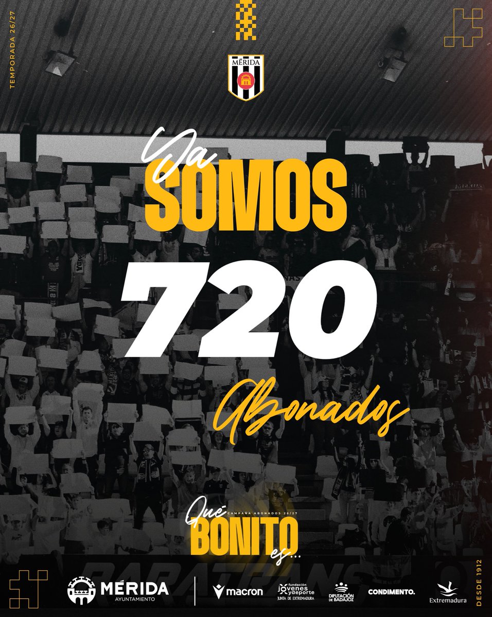 Merida_AD's tweet photo. ℹ️ Cerramos la semana con…

⚪️⚫️ 𝟕𝟐𝟎 𝐚𝐛𝐨𝐧𝐚𝐝𝐨𝐬
🆕 118 nuevas altas

🔝 ¡#QuéBonitoEs seguir sumando romanos a esta familia! https://t.co/nFwBpazlWD