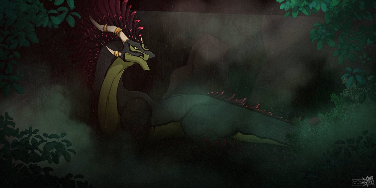 Lunayan65_'s tweet photo. The beast of the Rainforest~  

Second artfight attack on Ravoilie  ! 
#art #artfight2026 #drake #dragon #oc #forest https://t.co/FQ8Ut6HjJ2