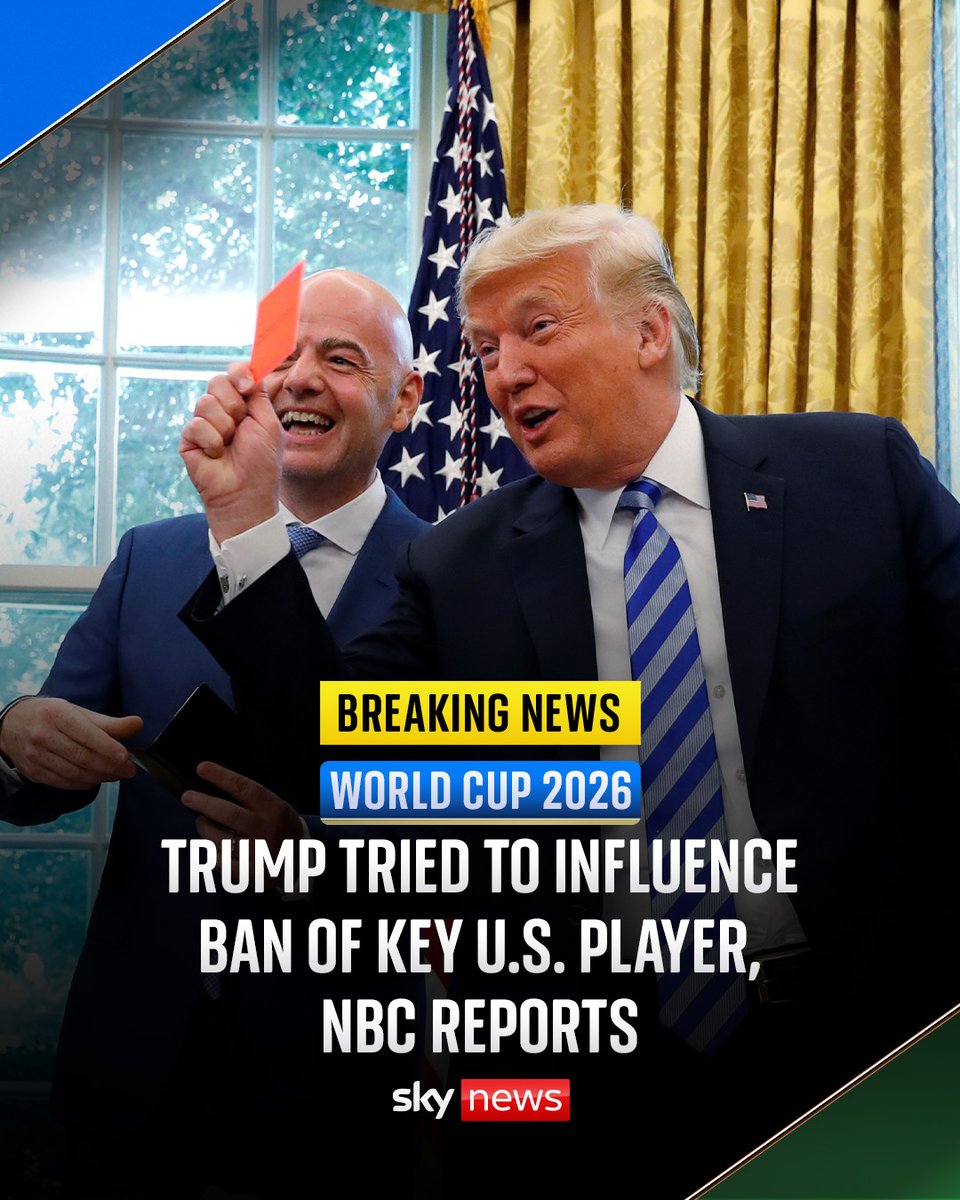 SkyNews's tweet photo. Donald Trump called the FIFA chief last Wednesday to ask him to review the ban on US attacker Folarin Balogun, according to our US partner network NBC News, citing a source familiar with the phone conversation.

https://t.co/2RYI8uufZ4 https://t.co/DzawDaisO2