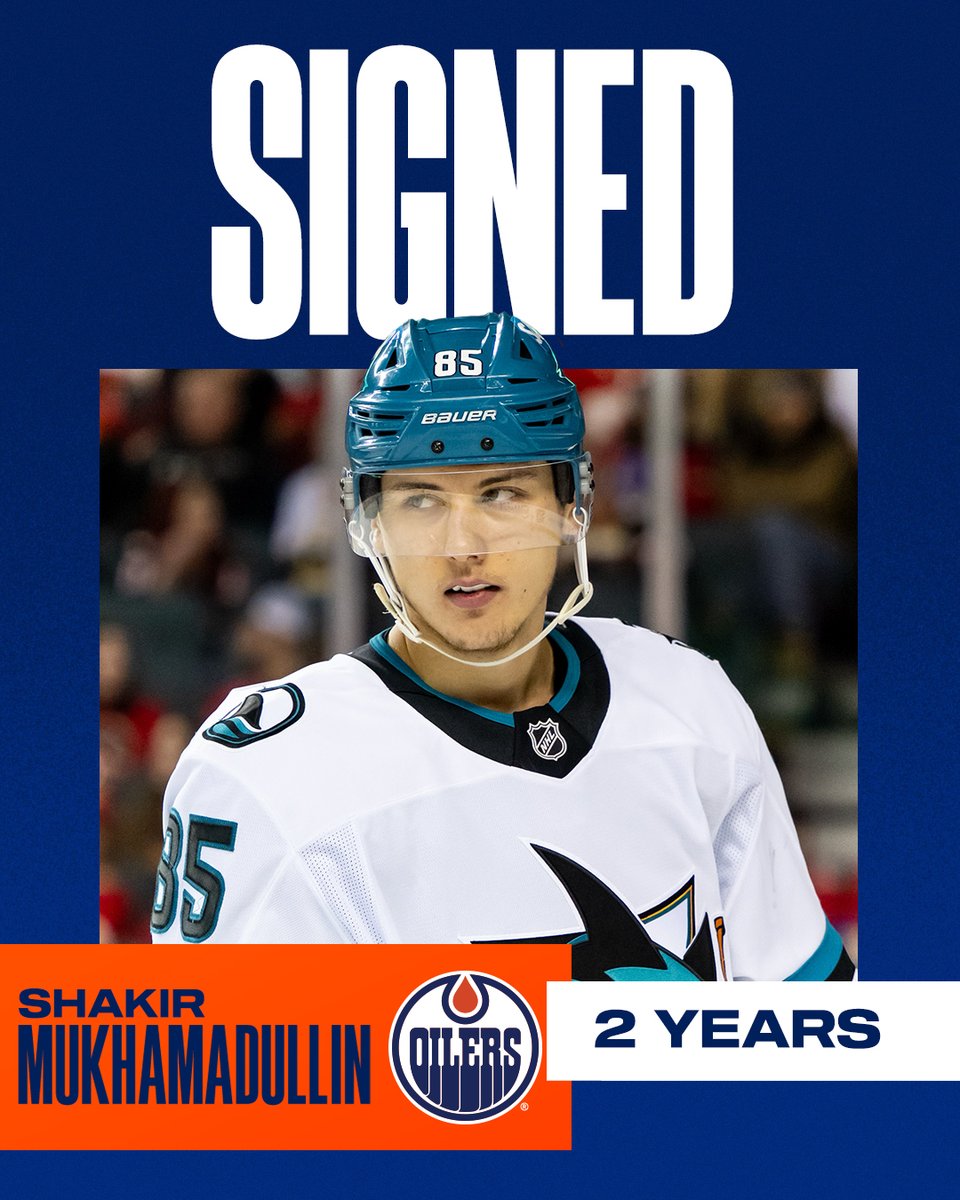 EdmontonOilers's tweet photo. Serving up some Sunday signings ✍️

The #Oilers have signed Shakir Mukhamadullin to a two-year contract extension with an AAV of $ 1.75 million &amp; Spencer Stastney to a one-year contract extension with an AAV of $1.525 million. https://t.co/m3fBjMoYyq