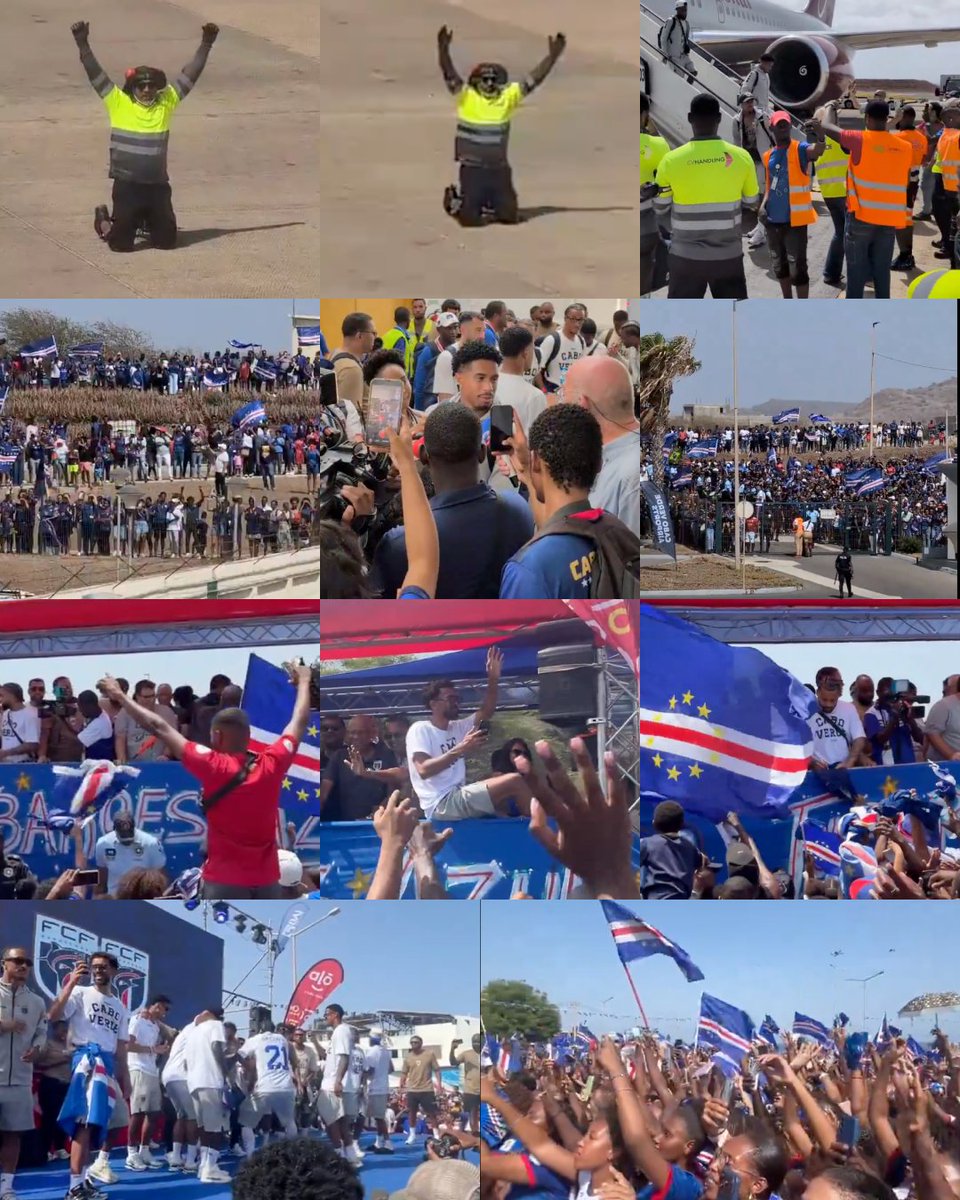 InvictosSomos's tweet photo. Uffff, qué imágenes, señoras y señores. El espectacular recibimiento a la Selección de Cabo Verde en su país. Después de su épica actuación en su primera Copa del Mundo, los jugadores caboverdianos fueron recibidos como HÉROES. Los empleados del aeropuerto se pusieron de rodillas y se juntaron para pedirle fotos. Miles de aficionados los estaban esperando desde que bajaron del avión. Y el recorrido por el país estuvo repleto de gritos de reconocimiento, admiración y celebración. 

Su participación ya terminó, pero hay muchas razones para festejar. Y es que el planeta NUNCA olvidará al grupo de jugadores que, representando a una nación de poco más de 500,000 habitantes, compitió a tope ante la Selección de España de Lamine Yamal, la Selección de Uruguay de Fede Valverde y la Selección de Argentina de Lionel Messi. 

Gracias por regalarnos la historia más mágica de toda la Copa del Mundo, Cabo Verde. 

HONOR A QUIEN HONOR MERECE.