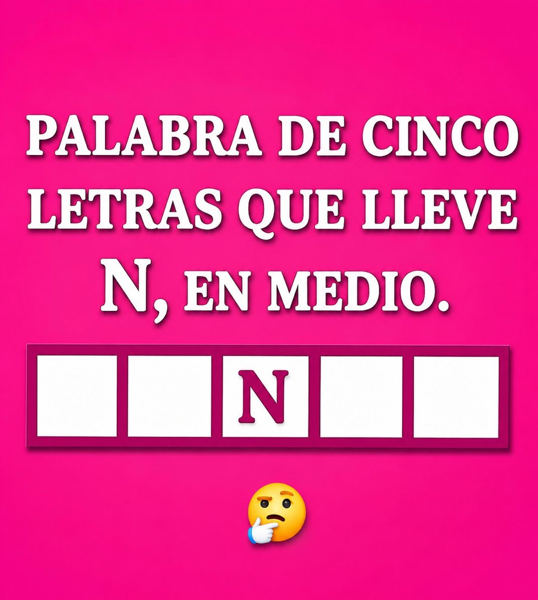 pabfacu's tweet photo. Buscar palabras de cinco letras con una N en el medio!!!
Retwittear para que más participen!!
⭐️Para los 10 que más aporten!!! https://t.co/b9o1B7wPG7