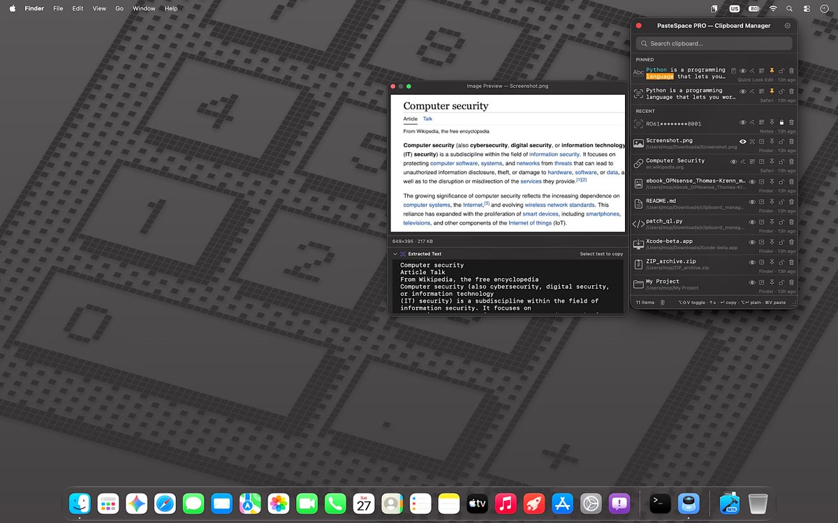 marius_cp's tweet photo. #PasteSpace #macOS #CopyPaste
🎉 Welcome to PasteSpace version 2.0!
Ready for macOS 27, redesigned, with a text editor, QR code generator, drag and drop copy, plain-text control, safer, more privacy.
Copyright: © 2026 Marius Constantin Popescu https://t.co/FBH99g5qsn