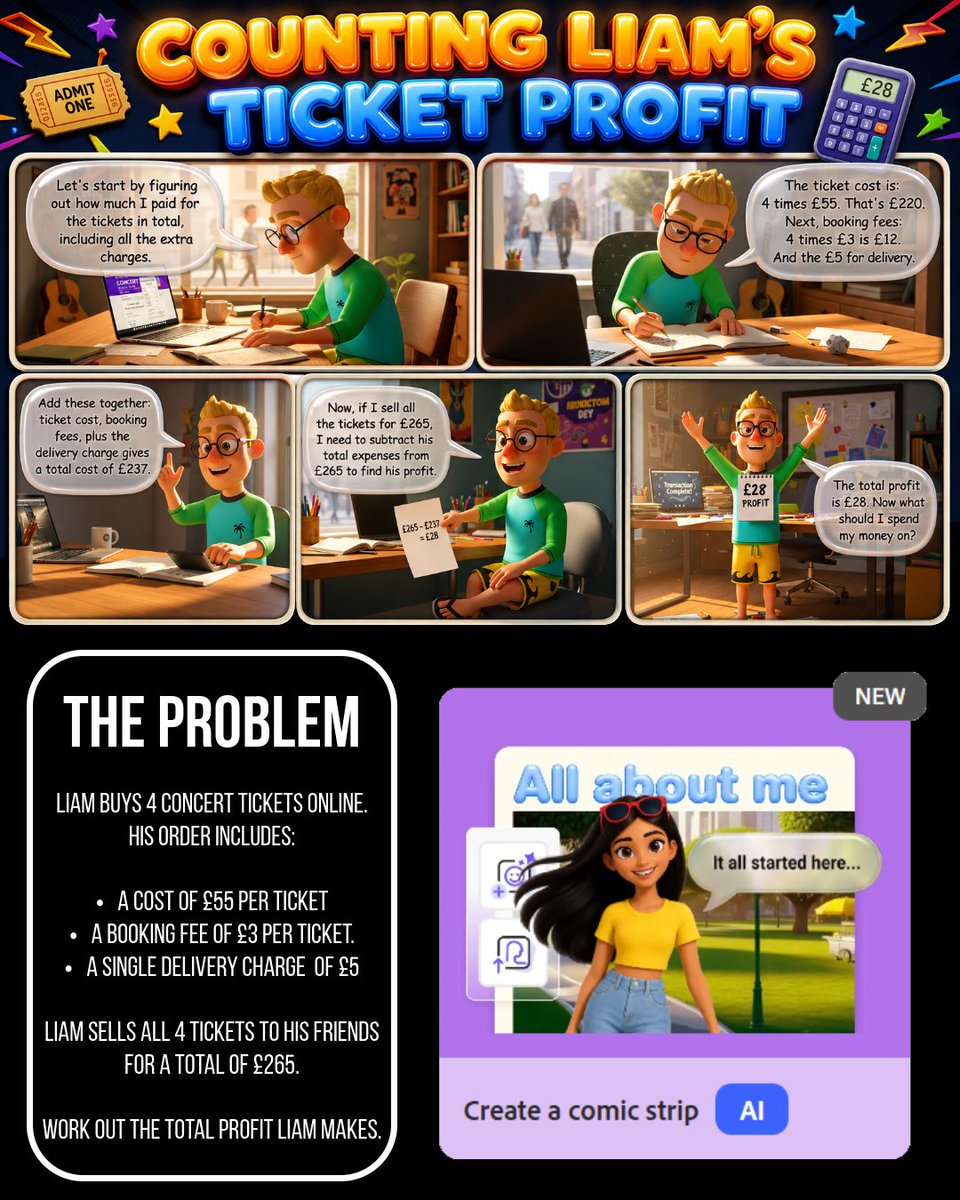 xstevejones's tweet photo. Really enjoyed tuning into the Creative Comics #NotAtISTE livestream with Nicole and Leanne. Great to hear how user feedback is shaping Comic Creator in Adobe Express. I created my own visual Maths problem solution—give it a try! https://t.co/pThlls2tA1 #AdobeEduCreative https://t.co/BS7pKrdVT1