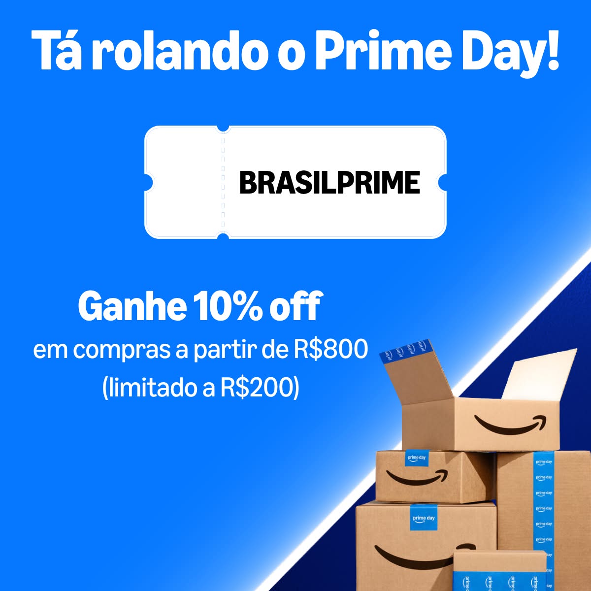 Cahpromos's tweet photo. 🚨Novo Cupom Amazon
#EsquentaPrimeDay

🛍️Ganhe 10% off em compras a partir de R$800 (limitado a R$200)
🎟️Use o cupom BRASILPRIME (Exclusivo Prime)
📌Resgate aqui: https://t.co/o3aUtZniH5

📌Assine o Prime: https://t.co/1FgKryu8X7 https://t.co/z7K0LYWtOf