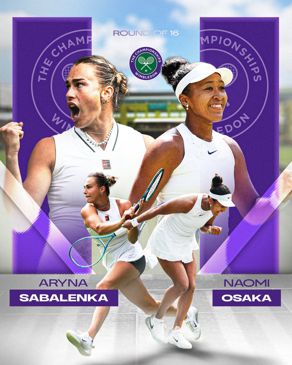 daniloflan's tweet photo. Sabalenka vs Osaka - Meeting on grass for the first time in this Round of 16 at Wimbledon. https://t.co/2cwMBJL5db