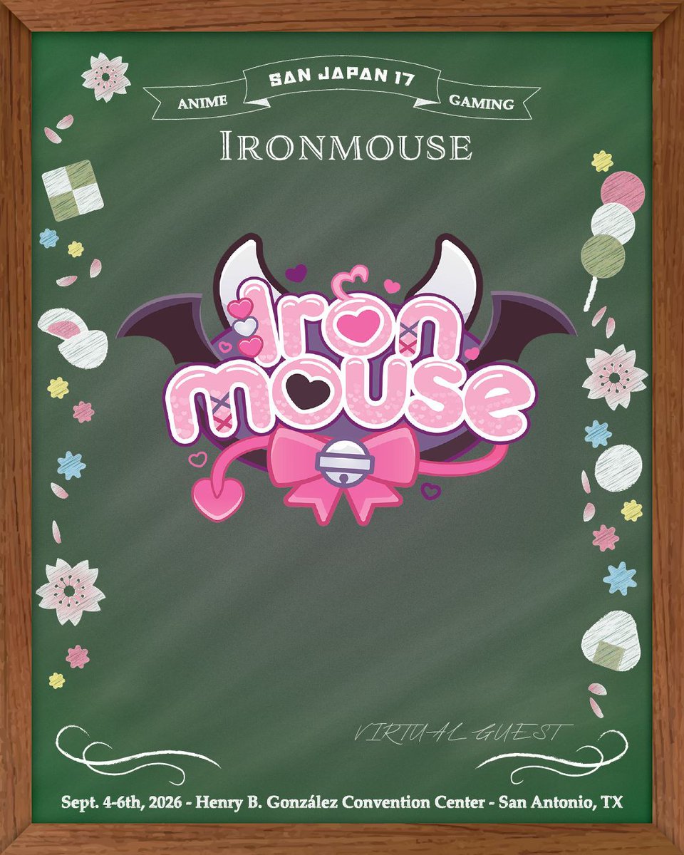 SanJapan's tweet photo. San Japan would like to welcome virtual guest @Ironmouse to #sanjapan17. 

Ironmouse is the Demon Queen from hell who loves to sing, play games, and cause chaos everywhere she goes.

Ironmouse is a trailblazing VTuber, singer, and online entertainer known as the Demon Queen of Hell. Debuting in 2017, she has become one of the most iconic figures renowned for her powerhouse voice and high-energy personality.

Through her record-breaking Twitch streams, including holding the platform’s all-time subathon records, Ironmouse helped bring VTubing into the mainstream and set a new standard for virtual performance. Her content spans musical performances, variety streaming, and emotional storytelling, all tied together with humor, warmth, and chaotic charm.

As a creator who lives with CVID, Ironmouse is a passionate voice in support of the Immune Deficiency Foundation which focuses on accessibility and chronic illness awareness. Ironmouse inspires millions with her resilience, creativity, and community-driven spirit.