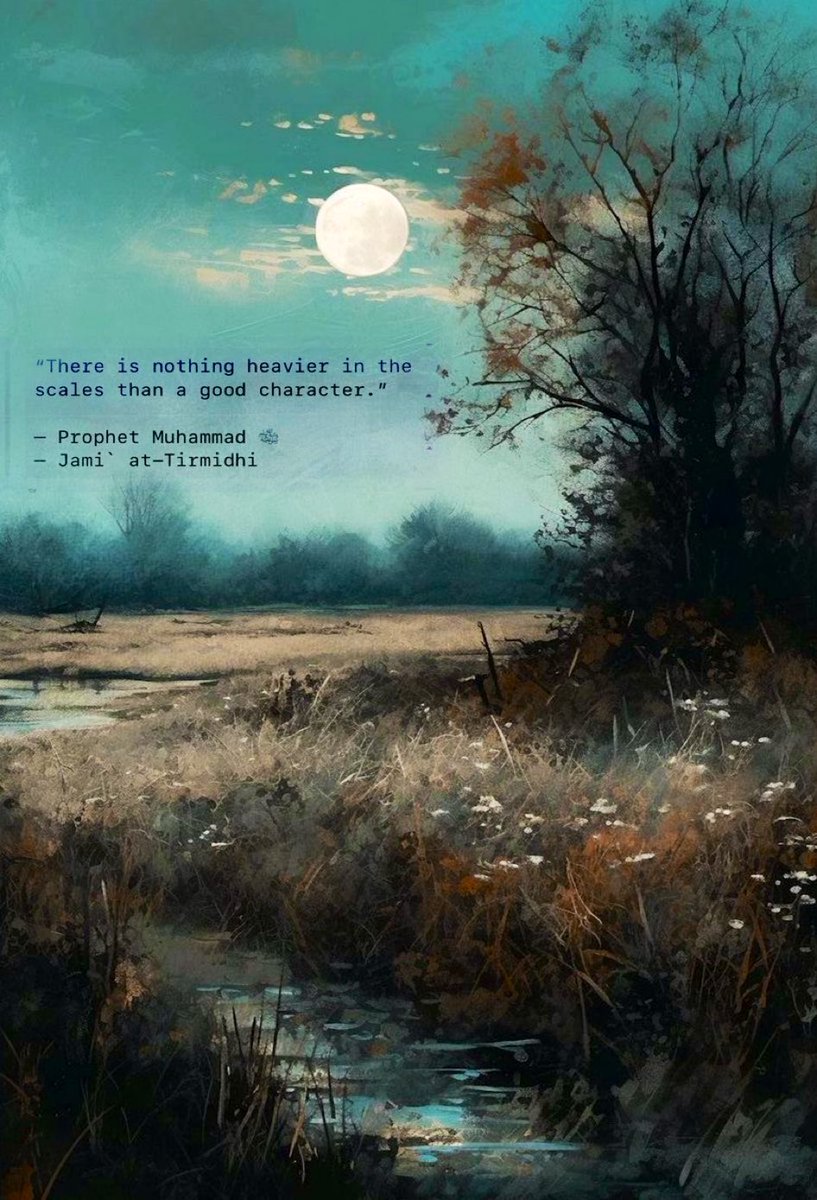 shm_rayz's tweet photo. “There is nothing heavier in the scales than a good character.”

— Prophet Muhammad ﷺ
— Jami` at-Tirmidhi https://t.co/XC0MdVB5iS