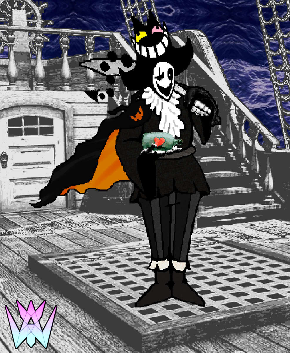 TheWaxolotl's tweet photo. Out of all the things to come out of Deltarune, why does it have to be Green Pirate Gaster that motivates me to create stuff. #Deltarune #gaster https://t.co/3u3LzvYLCG
