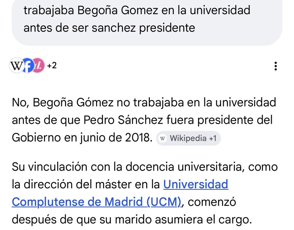 JaqueMate520's tweet photo. @charito_fdz @LachMar @RobertoVaquero_ Pues si hablas de IA pregúntale si Begoña Gómez trabajaba en la Universidad antes de que PS fuera presidente. https://t.co/8xjdlH4BE1