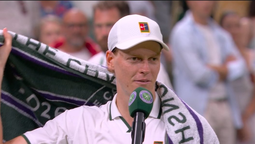 TheTennisLetter's tweet photo. Jannik Sinner after beating Mochizuki to reach Wimbledon QF

“First of all thanks for staying this long. I know it has been a very long day. First time we played. Didn’t know what to expect. I tried to handle certain situations slightly better than him, which I’ve done. But he’s an incredible player. Coming from qualies and playing such a high level for such a long time, it’s amazing. I wish him only the best. He should he proud of himself, and of course the whole team.”

“Very tricky to face him. On this surface his game suits it very very well. All things considered I try to stay a bit more aggressive. I had some chances in the 2nd set. Couldn’t use them. But still, very happy about today’s performance. Trying to step up every day a little bit better. Very happy about today.”

On facing Struff in the quarterfinals:

“Very aggressive player. Big big server. So let’s see. But now most important is to rest. I have big respect for him. We faced each other a couple times. The last time was on grass in Halle. It was a very very tight match. Let’s see what’s coming. Thanks for staying and see you all in the next round.”

🇮🇹🦊