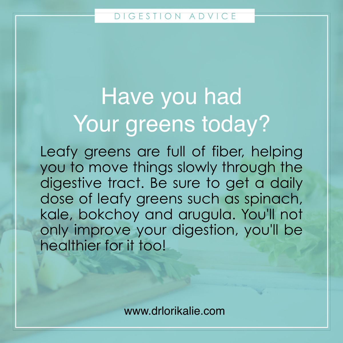 DrKalie's tweet photo. Eat leafy greens each day for improved digestion.
#guthealth #gooddigestion #digestivesystem https://t.co/nySbYlpDY3