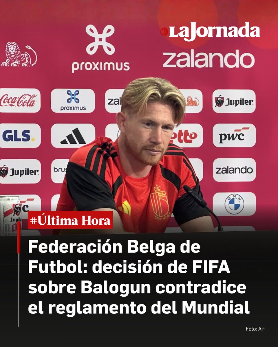 lajornadaonline's tweet photo. La Federación Belga de Futbol (RBFA) se mostró "asombrada" por la decisión de la FIFA de suspender  el castigo de un partido  al delantero estadunidense Folarin Balogun, que podrá jugar el lunes el partido de octavos de final del Mundial que disputen ambos combinados en Seattle.

La RBFA recordó que el "Código Disciplinario de la FIFA establece claramente que una tarjeta roja (expulsión) conlleva automáticamente la suspensión para el siguiente partido del equipo, tal y como ha sucedido con todas las tarjetas rojas mostradas anteriormente durante esta Copa Mundial".

Más información en: https://t.co/5keXYe7Kep