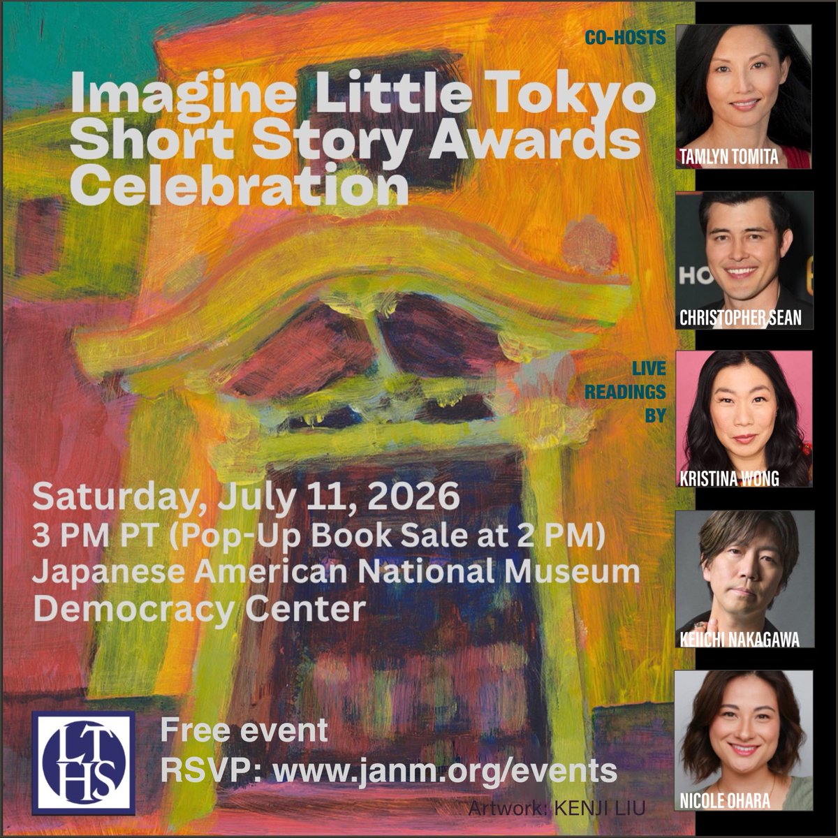 LTReporterFilm's tweet photo. Join #LittleTokyo Historical Society (@lthsnews) on Sat, July 11 for the 13th Annual #ImagineLittleTokyo Short Story Awards Celebration, Co-hosted by @thetamlyntomita & @ChristopherSean❗️
3pm, @jamuseum’s Democracy Center in Little Tokyo.
🆓🎟️🔗https://t.co/LeNoCC4jQ9
#LTHS #JANM https://t.co/6ZB4p1N5jr