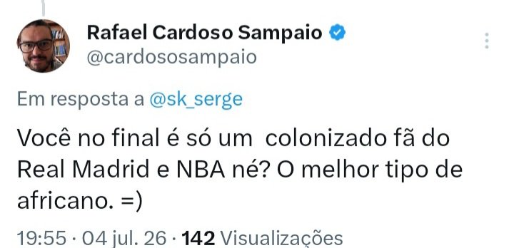 thicouto81's tweet photo. @cardososampaio Racista e xenofóbico, isso q vc eh. https://t.co/B6HDLLV7bW