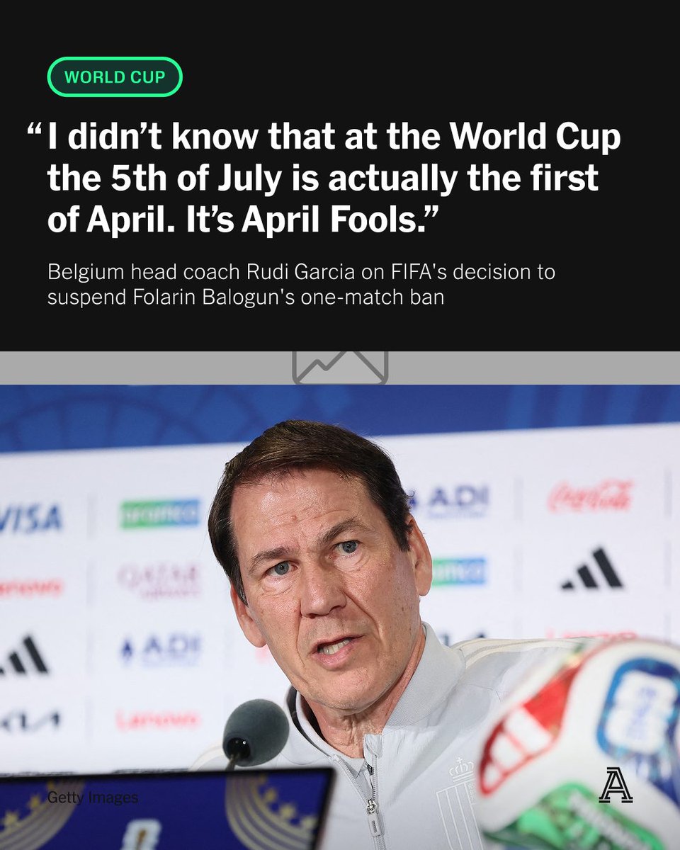 TheAthleticFC's tweet photo. Belgium head coach Rudi Garcia said the Belgian soccer federation was not “just defending itself or the national team, it’s defending football in general,” with its reaction to FIFA’s controversial decision to suspend the one-game red card ban for U.S. national team forward Folarin Balogun.

https://t.co/nYy5fOTvbC