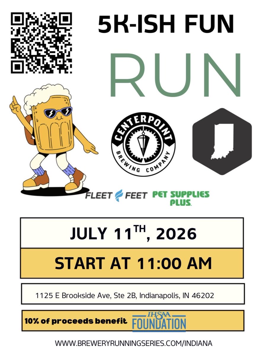 IHSAAFoundation's tweet photo. We're thankful to partner with the Indiana Brewery Running Series for the July 11 5K-ish Fun Run. 

Join us for a fun event that supports the IHSAA Foundation and opportunities for Indiana student-athletes. 

10% of proceeds benefit the Foundation. 

🏃 https://t.co/iiX3R0XvCi https://t.co/ZQEKU7GNGo