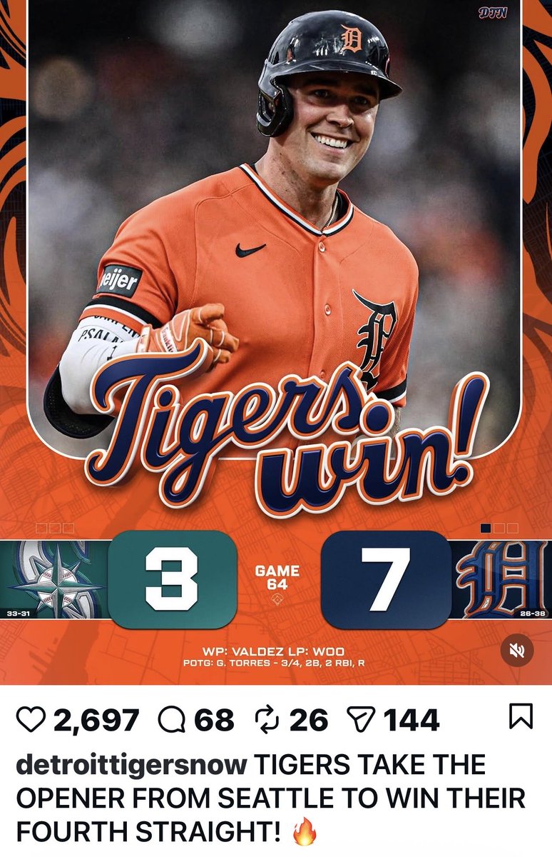 GHonthetigers's tweet photo. On a roll !!!! https://t.co/aZy4F7NuMv
