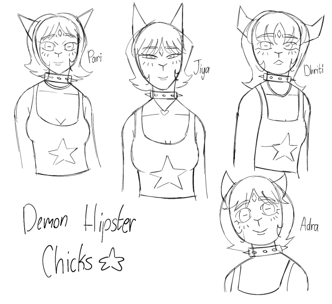 mriwillregret's tweet photo. Stat doodles, Kim Pine drawing + Demon Hipster Chick concepts. :3 #statregretevator #kimpine #demonhipsterchicks https://t.co/ZhLljf2QG4