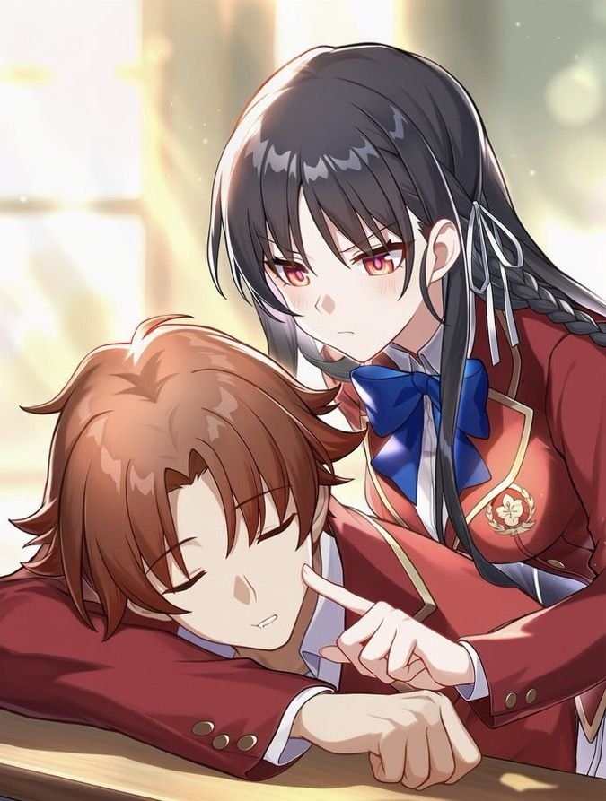 Rakkun421213's tweet photo. La pelinegra presionó su dedo índice justamente en la mejilla de él buscando respuesta.

✒ ¿Ayanokoji-kun?, despierta. Prometiste que nos reuniríamos hoy.

Buscaba regañarlo, sin embargo, su tono no mostraba rastro alguno de hostilidad o molestia. 

@BEST1ALITY https://t.co/jVv5q0VAUm