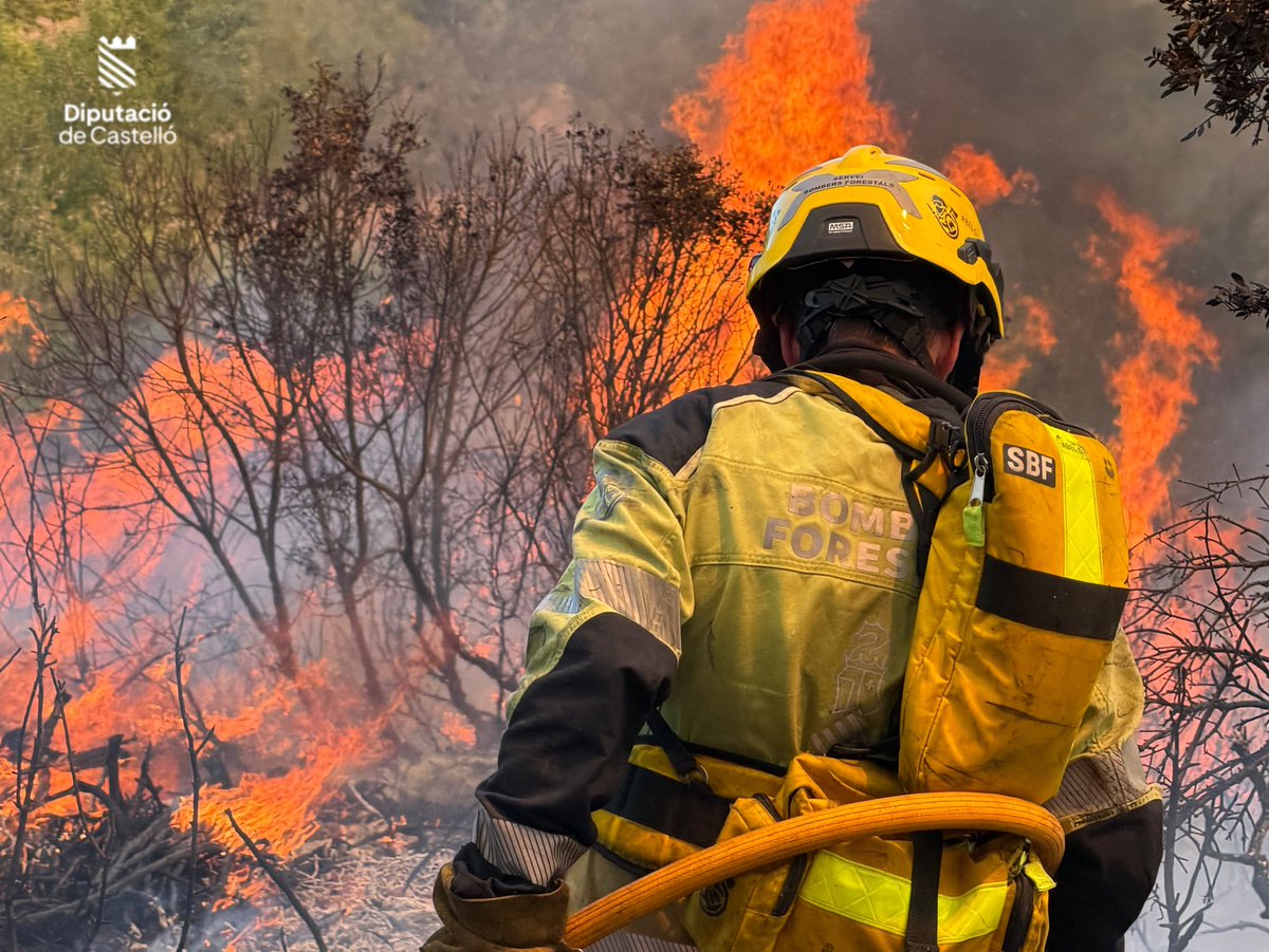 BombersDipcas's tweet photo. 📸Imágenes de algunos de los momentos más complicados del #IFSoneja declarado este mediodía. Un incendio que ha evolucionado rápidamente, agravado por la orografía, altas temperaturas y escasa humedad, y en el que seguimos trabajando esta noche con todo el dispositivo. https://t.co/x1W2luiEKc
