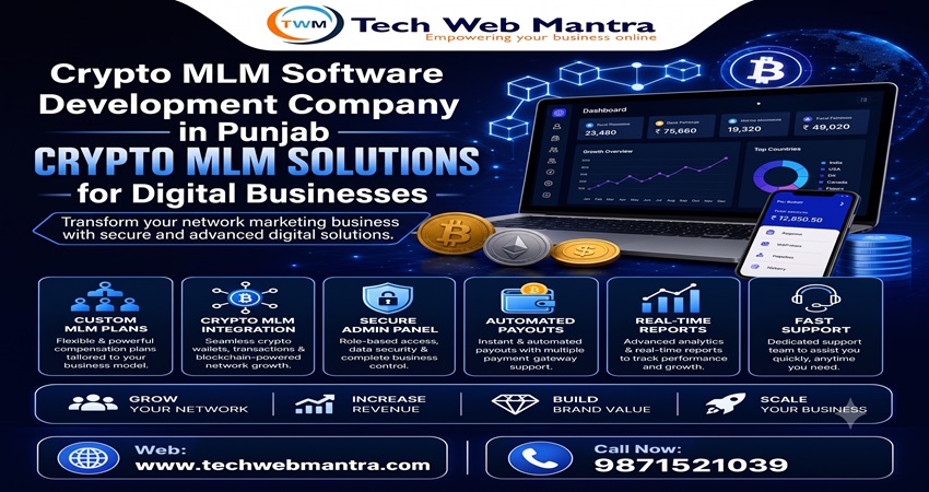 techwebmantra2's tweet photo. Tech Web Mantra - Website Design, Website Development | Software Development: Crypto MLM Software Development Company in Punjab ... https://t.co/wzUisUvjSI 
Custom Crypto MLM Software for digital businesses in Punjab. Tech Web Mantra builds secure, scalable platforms with wallet management, transaction tracking, member dashboard, admin control, and smart automation.

Website: https://t.co/Njfbhm36uN
Call: 9871521039
#CryptoMLM #MLMSoftware #PunjabBusiness #TechWebMantra