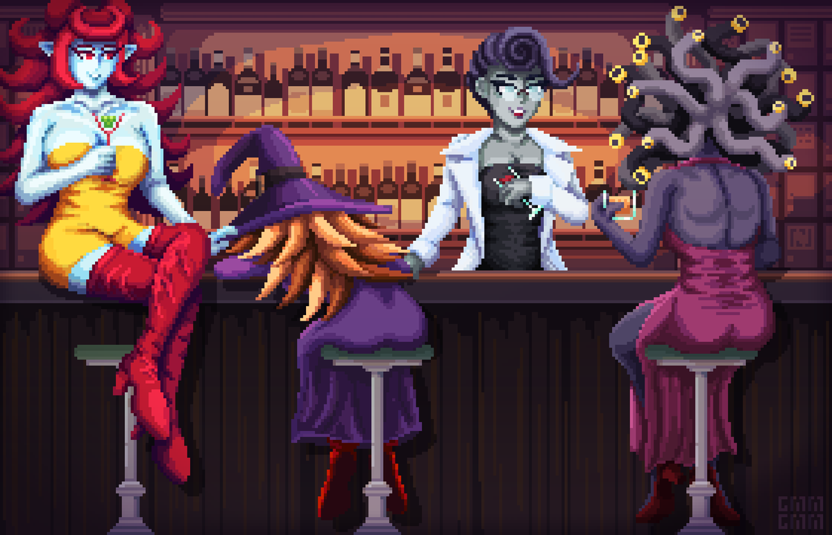 Ladies Night ❤️💜💙🩷 (Four OC artfight attack for @JorinDesign
