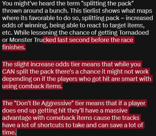 YuubiShugoki's tweet photo. Tierlist on "Splitting The Pack"

Splitting the pack means using your items to hit the racers behind you cause as we all know when all 12 racers are together the races can be a lil hectic especially towards the end.

#SonicRacingCrossWorlds #SRCW #ソニックレーシングCW https://t.co/ttnJ9O5LfE