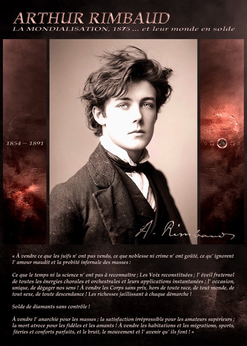 Angus753's tweet photo. Arthur Rimbaud et leur monde en solde.
Nicolas Bonnal, wordpress .

Source : https://t.co/0sebGsxkcm

Lire le texte complet, voir PDF :
https://t.co/cPUOrHIc94 https://t.co/d4erztZdh0