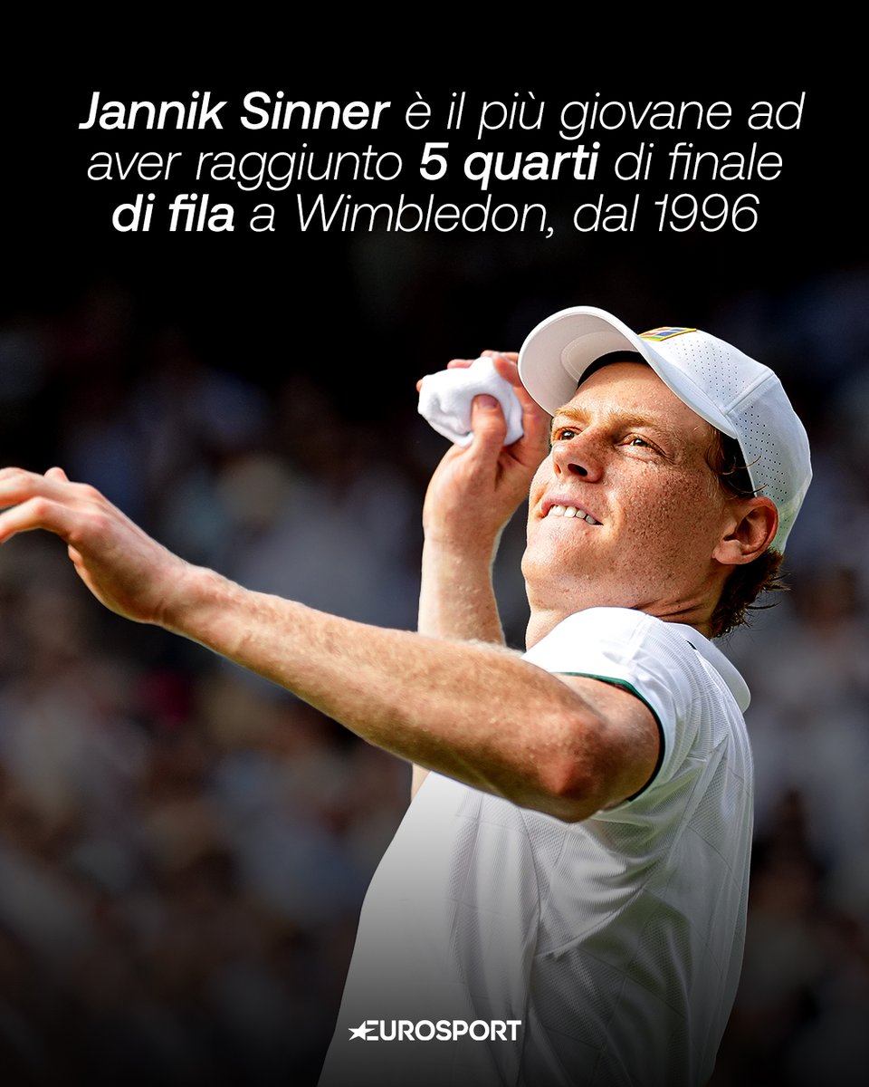 Eurosport_IT's tweet photo. Il record appartiene a Sampras, che ci riuscì nel 1996 all'età di 24 anni e 317 giorni. Numeri che raccontano la grandezza di Jannik e quanto stia scrivendo pagine di storia di questo meraviglioso sport. 💚

#Tennis #Wimbledon #Sinner https://t.co/wgI59fTuvV