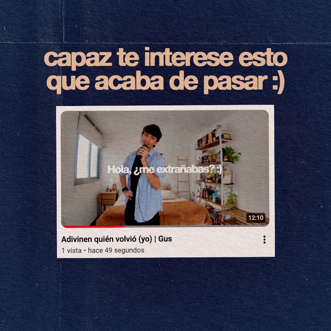 Gusfunes9's tweet photo. Después de muchos años decidí volver al mundo de las redes porque hay una espinita que me quedó clavada. Y por ahí, quién sabe, esta vez es un sí.

Si querés ver el video completo te lo dejo por acá 🫶🏼🥹

https://t.co/j1bjP1erqA https://t.co/B3Qa9hNQfW