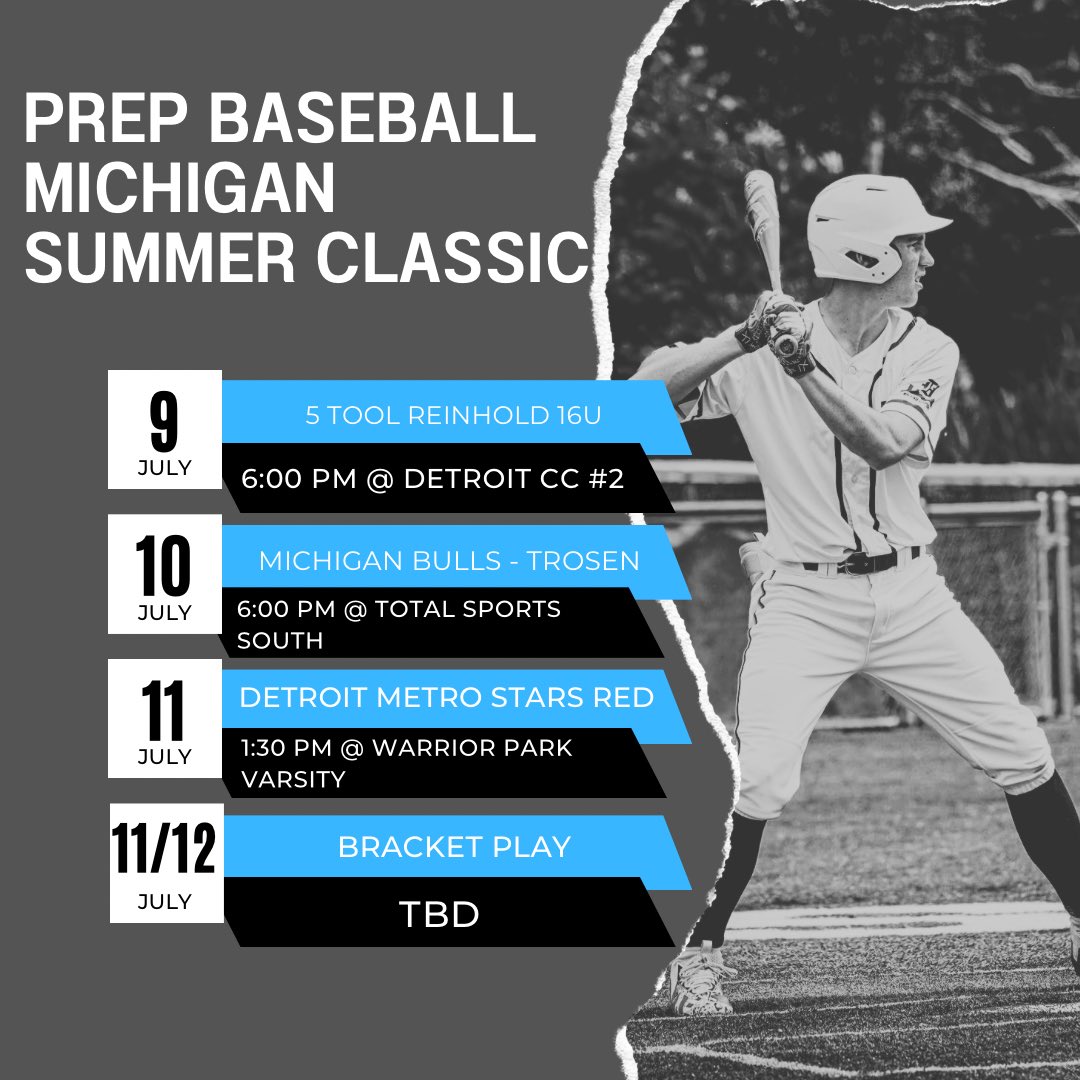 DiamondsClarey's tweet photo. Schedule Release for upcoming @PrepBaseballMI tournament in Detroit. Excited to see the boys back on the field this weekend!

@PrepBaseMIScout @DiamondsBB616 https://t.co/HLbH3dgcnk