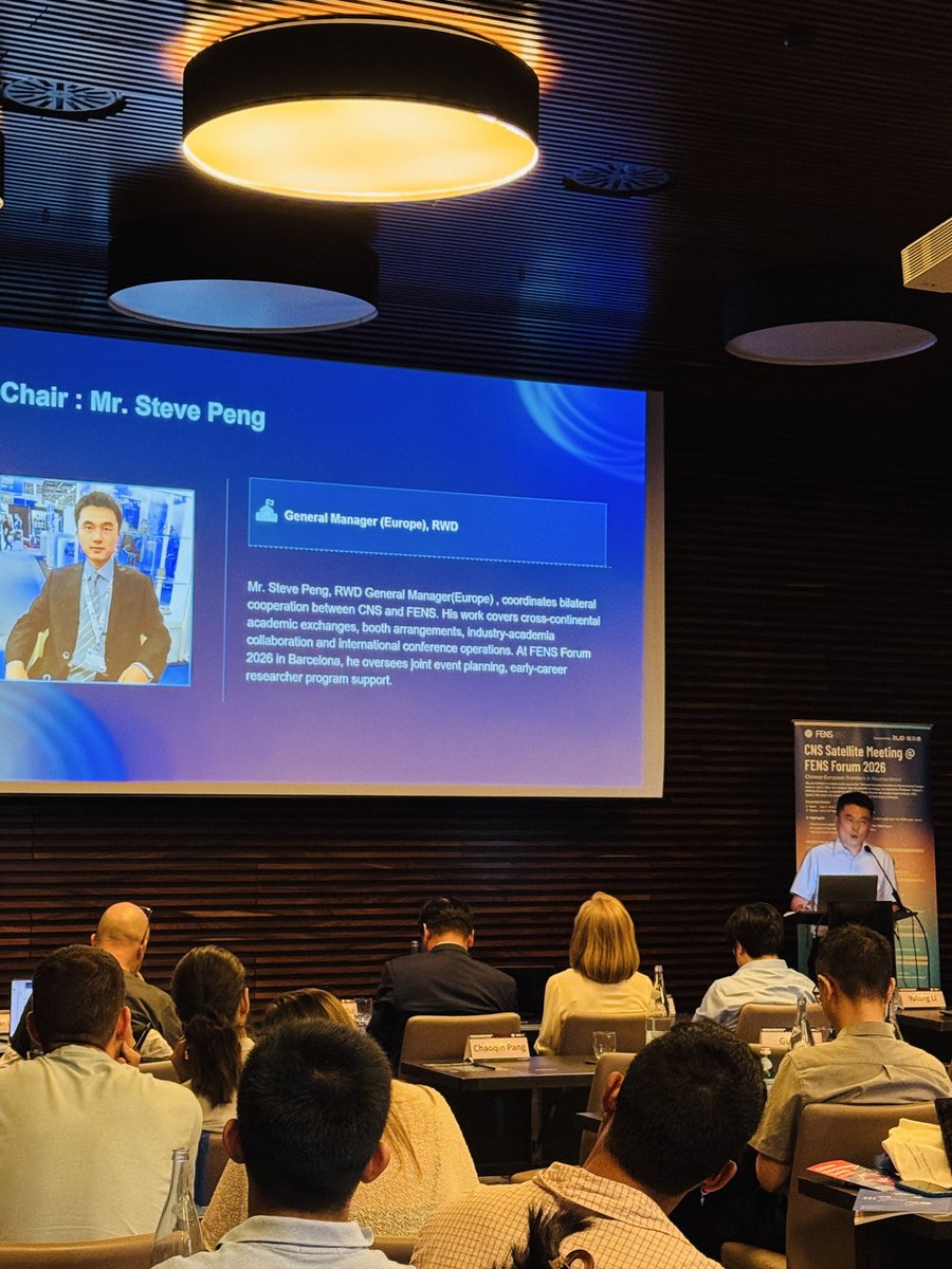Tareq841's tweet photo. Great to attend the CNS Satellite Meeting at #FENS2026 in Barcelona. Inspiring talks on pain mechanisms, neuromodulation, and emerging neuroscience technologies. Proud to see RWD Life Science support the event and present our upcoming Fluorescence Lifetime Fiber Photometry. https://t.co/ngSVg0KaSo