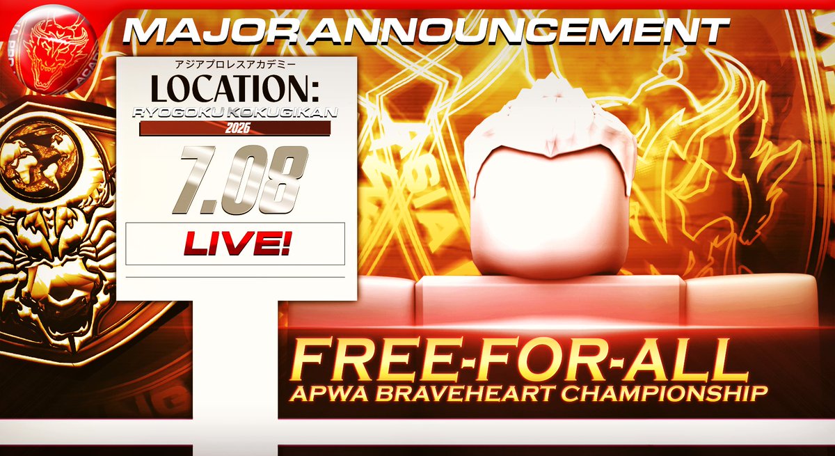 APWACA2021's tweet photo. APWA IS BACK! [ Two shows left. ]

The preshow will start off with a FREE-FOR-ALL for the APWA Braveheart Championship!

LIVE on #apwanetwork! 
(English to follow on demand)

#apwakbs #kbshall https://t.co/4HvYhJeixE