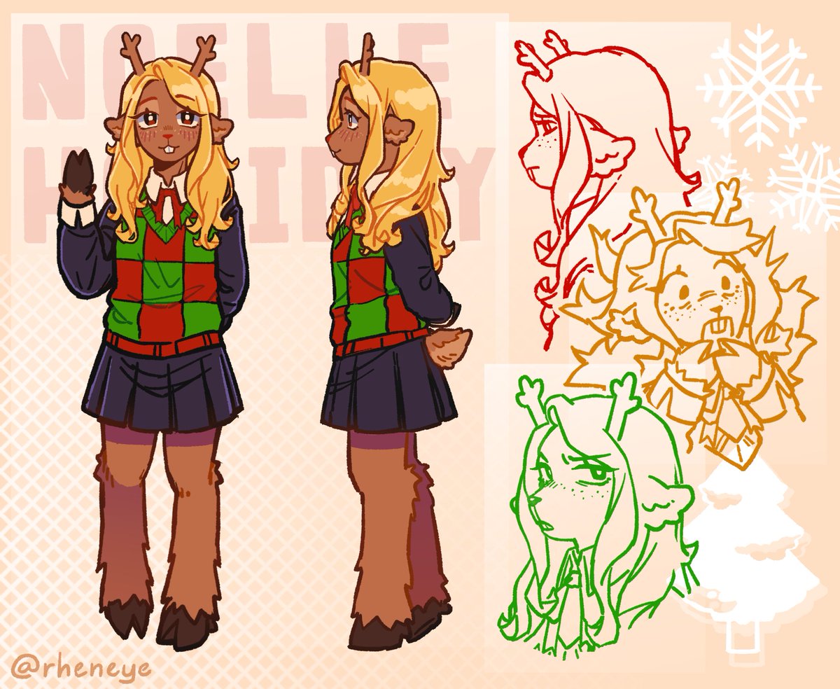 rheneye's tweet photo. Noelle ref sheet/design that is bound to change over time #deltarune https://t.co/VtJwAUJfmx