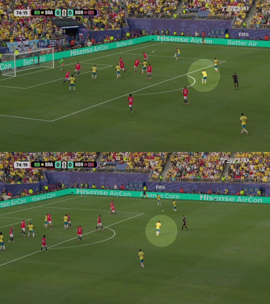 CrewsMat10's tweet photo. Neymar was wide open for the cutback, but the Brazil fullback chose to ignore him.

You don’t do that to one of the greatest talents Brazil has ever produced. https://t.co/jcv4TaEv2Z
