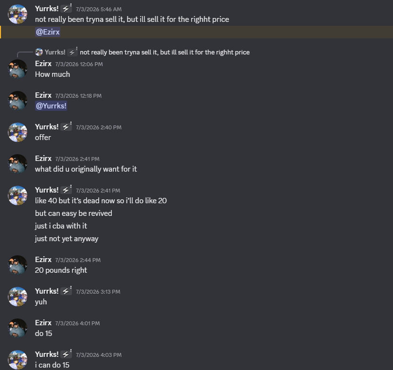 ezirxfv's tweet photo. scammed by @yurrksfn 

tried to buy the prism server, and then proceeded to ghost me for 2 days after buying https://t.co/NeCXZPK47W
