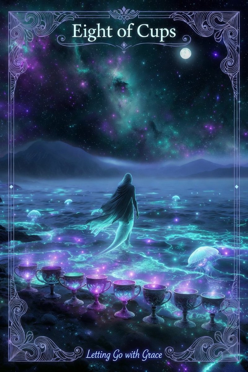 jeanboolamb's tweet photo. Grok has been helping me with a Tarot deck. This is one of my favorite cards so far. Let me know what you think. The meaning of this card is "Letting go with Grace". https://t.co/Agc2Ebxs14