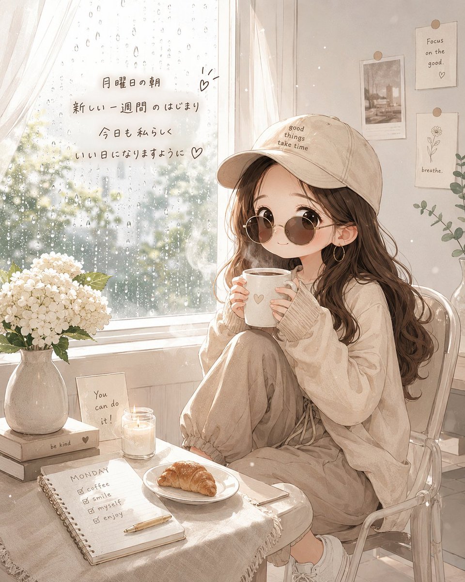 Youcosme's tweet photo. おはようございます🌻

月曜から雨、髪はうねるし靴は濡れるし…
なんだかなぁの朝ですね☔

こういう日は、頑張らなくていいと思うのです。
のんびり、ゆるくいきましょ🌿 https://t.co/G3lBEL06JK
