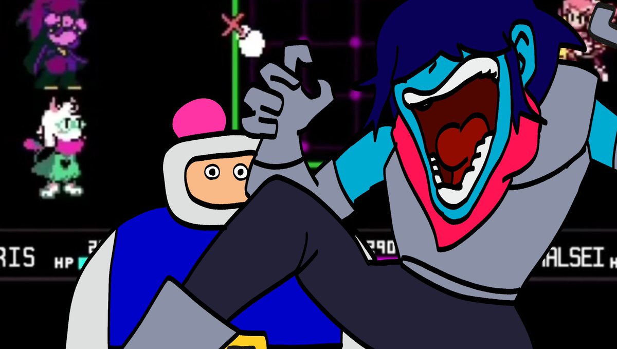 Diug8bits's tweet photo. Jugadores de #Deltarune llendo a jugar una tranquila partida de power #Bomberman https://t.co/valAufJOCn