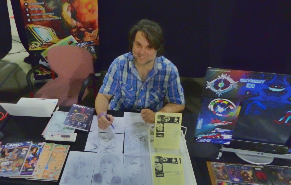 sequentiasoft's tweet photo. Hemos pasado tres días disfrutando del #retropixelmalaga Gracias a todos por pasaros por nuestros stands (#sequentiasoft y #caad) donde hemos mostrado aventuras, revistas, mis ilustraciones storyboard y un avance del Odyssey 31 (ya le queda menos). 
Luego pondré más fotos! https://t.co/QnvlHHxkdV