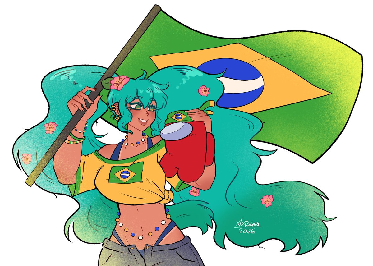 ArtsLari's tweet photo. Sou lerda desenhando e tipo... 
Independente, fiquem com a Miku Br 🥹🇧🇷 https://t.co/Uvea4o5ymT