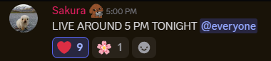 SakuzasUpdates's tweet photo. Sakura will be live today at 5 PM PST! https://t.co/pP0WfzSGkl