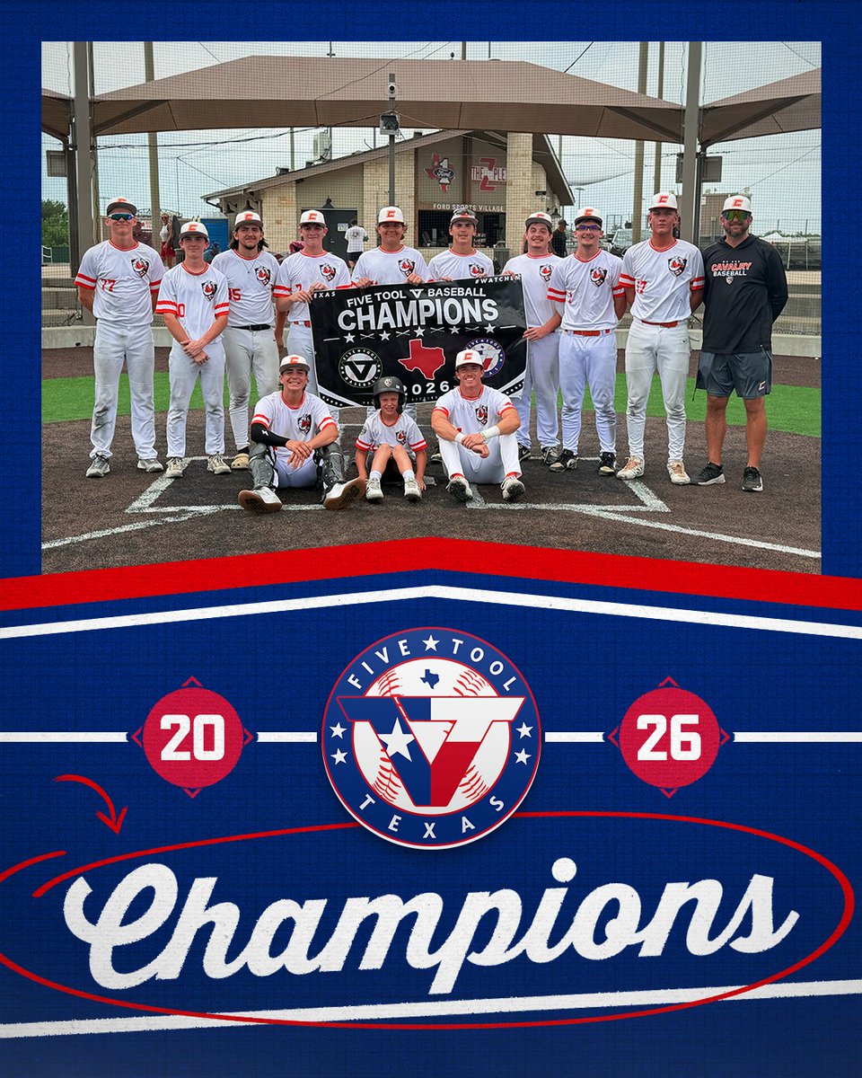 FiveToolTexas's tweet photo. 🏆CHAMPIONS🏆

Congrats to the @cavalry_basebal Mincey on winning the 17U/18U American Division of the @FiveToolTexas DFW Classic!

#WatchEm https://t.co/aHVdHQ3rE0
