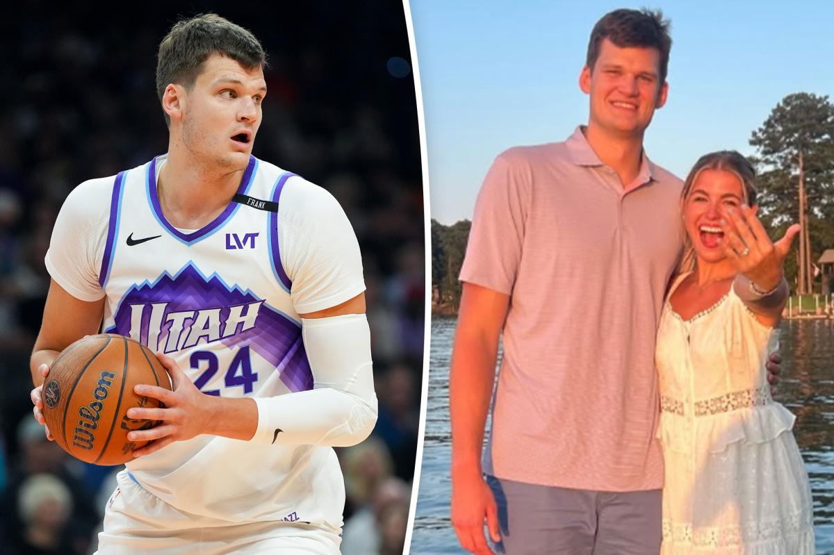 nypost's tweet photo. Lakers' Walker Kessler gets engaged to Miss America 2025 https://t.co/tVpcsfket5 https://t.co/6DUe4mk9DN