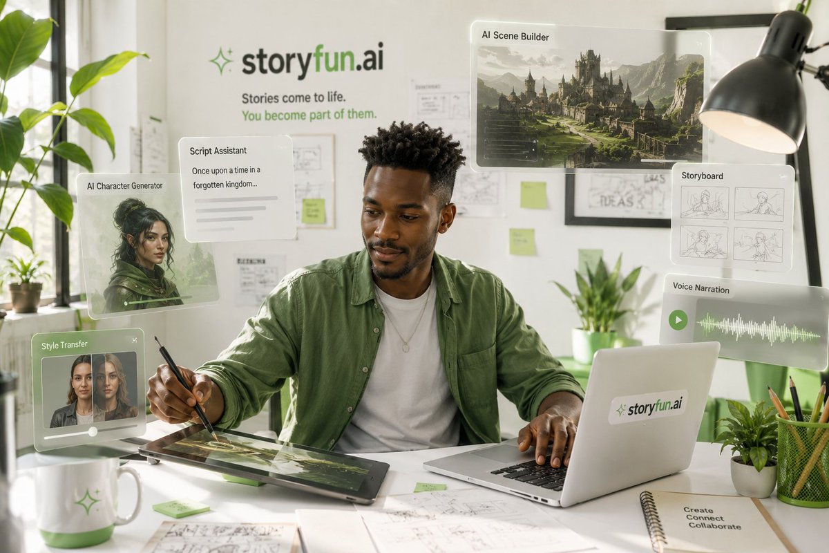 Logistic225's tweet photo. For the Creators
1/ Calling all writers, artists, and visionaries. @Storyfun_AI was built for you. 🎨🧵👇
2/ You no longer need a studio, a budget, or industry connections. AI levels the playing field. ⚖️ https://t.co/2PSnM0yWPD