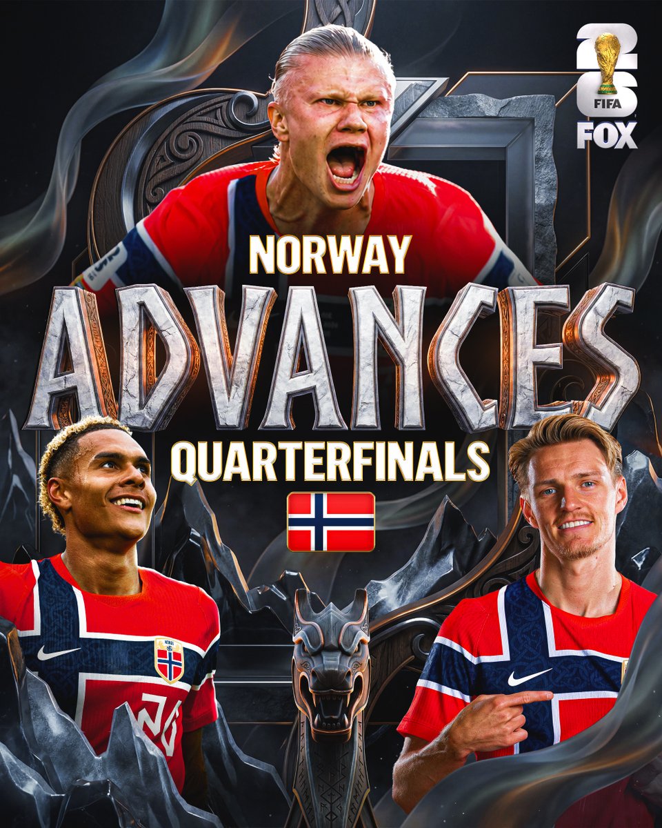 FOXSports's tweet photo. NORWAY IS HEADED TO THE QUARTERFINALS FOR THE FIRST TIME EVER 🇳🇴 https://t.co/tboYDK1to0